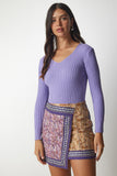 Lila V Yaka Fitilli Basic Bluz BV00096