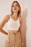 Krem Balıkçı Yaka Triko Atlet Crop Takım MT00110
