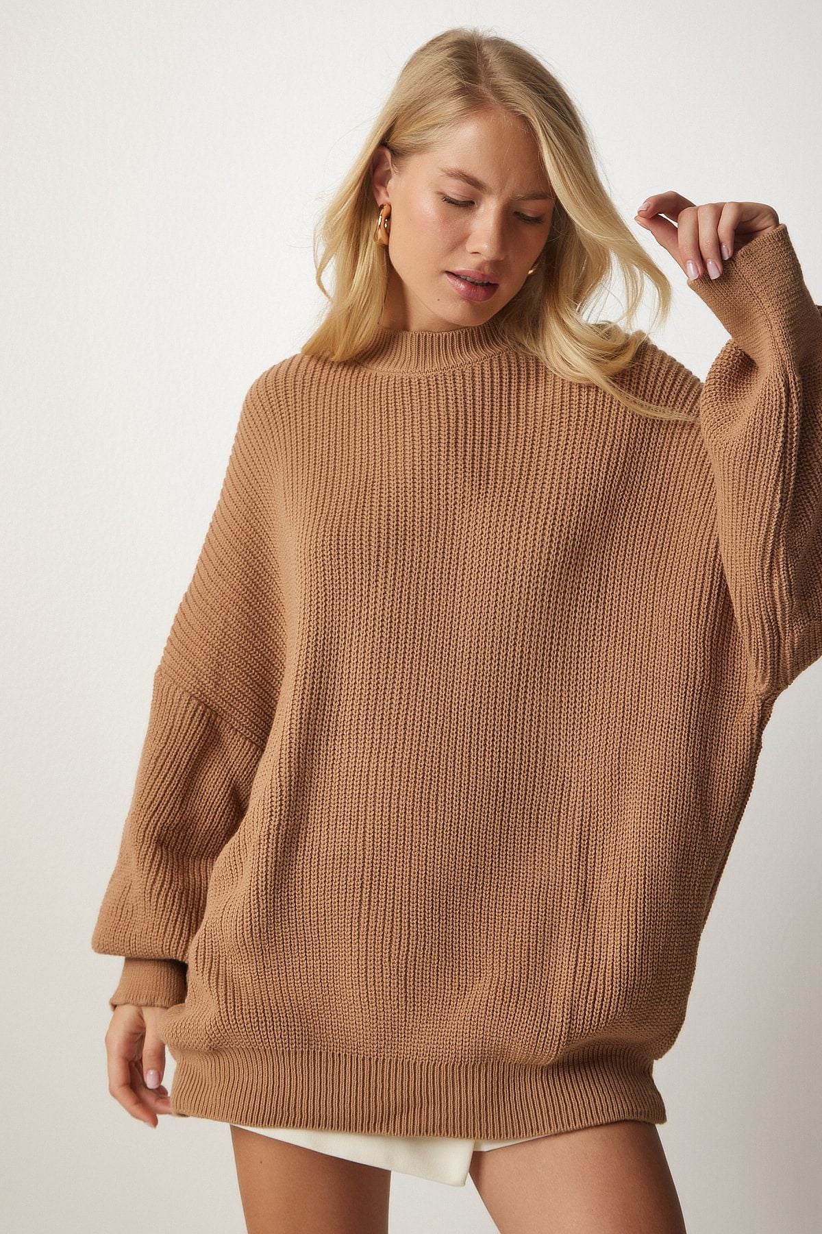 Bisküvi Oversize Basic Triko Kazak mx00126