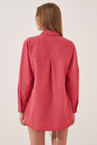 Nar Çiçeği Oversize Uzun Basic Gömlek DD00842
