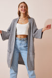 Gri Oversize Uzun Cepli Triko Hırka AS00003