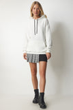 Ekru Kapüşonlu Örme Sweatshirt EW00001
