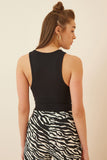Siyah Fermuarlı Fitilli Crop Örme Bluz YK00031