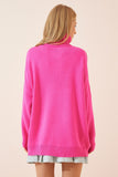 Pembe Balıkçı Yaka Oversize Triko Kazak YY00081