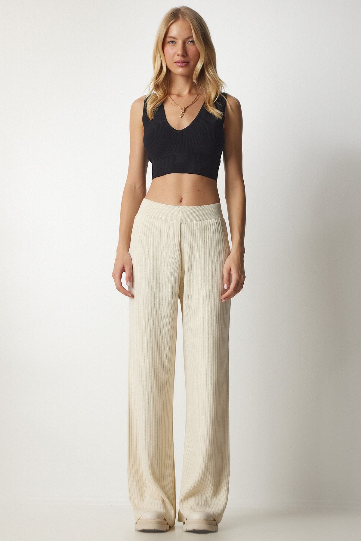 Krem Fitilli Triko Pantolon Kİ00096