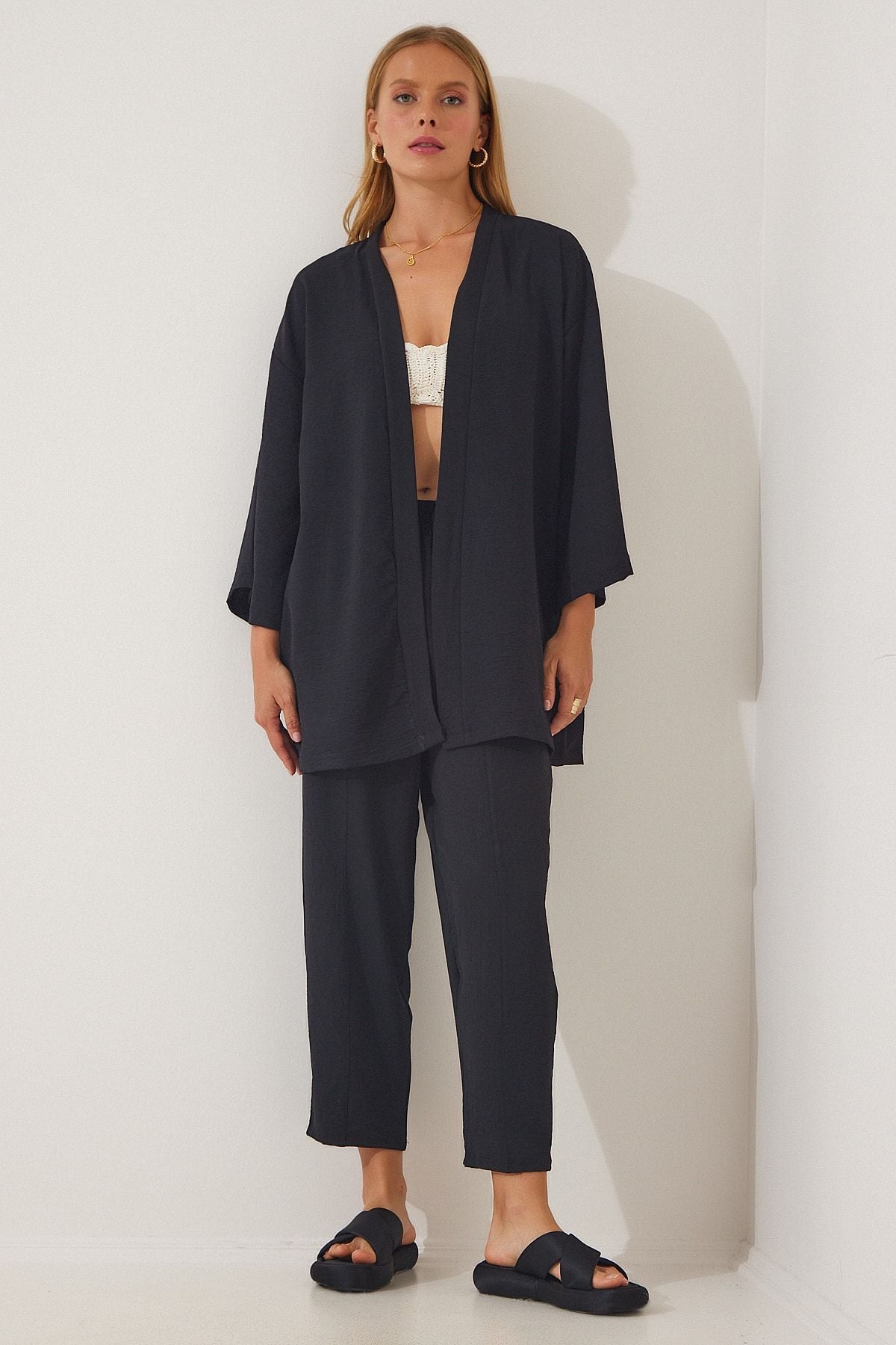 Siyah Kimono Pantolon Takım DZ00046