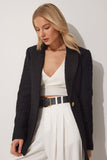 Siyah Düğmeli Blazer Tüvit Ceket WF00023