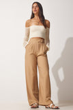 Krem Carmen Yaka Ajurlu Crop Triko Bluz PN00075