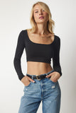 Siyah Beyaz Kayık Yaka 2’li Paket Crop Bluz CE00086