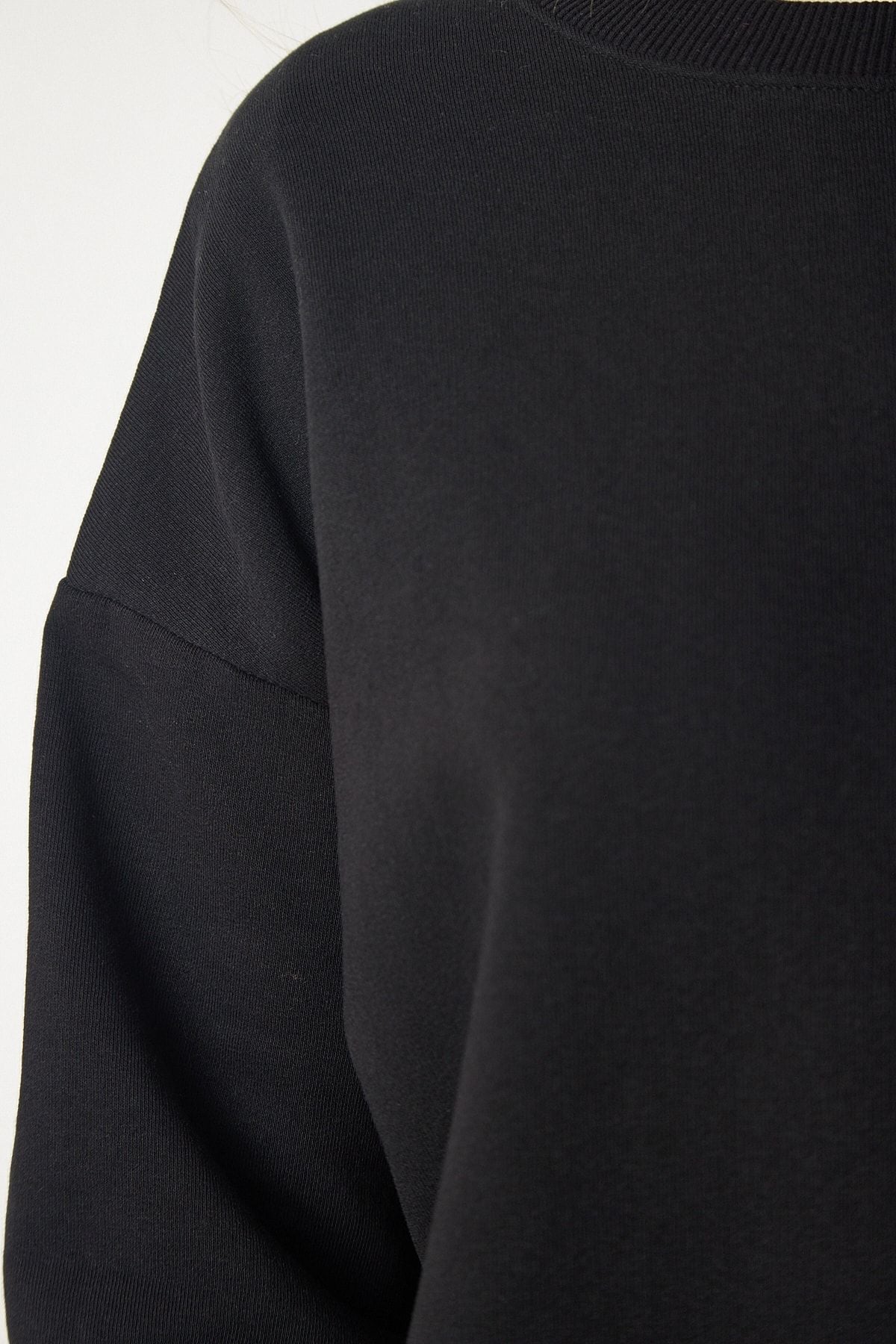 Siyah Baskılı Oversize Sweatshirt HF00440