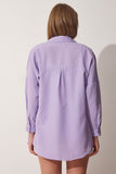 Açık Lila Oversize Uzun Basic Gömlek  DD00842