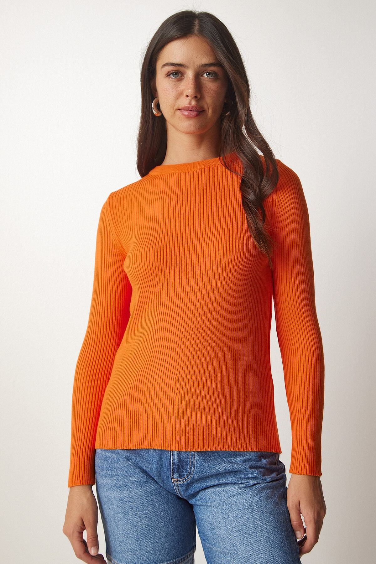Oranj Bisiklet Yaka Fitilli Triko Kazak BP00147