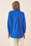 Koyu Mavi Oversize Uzun Basic Gömlek DD00842