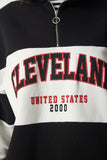 Siyah Beyaz Blok Renkli Baskılı Oversize Sweatshirt HF00439