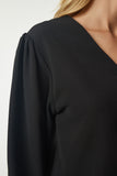 Siyah V Yaka Krep Bluz UB00153