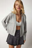 Gri Basic Triko Hırka PJ00001