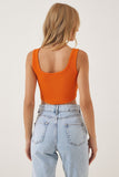 Oranj Askılı Fitilli Crop Örme Bluz GT00030