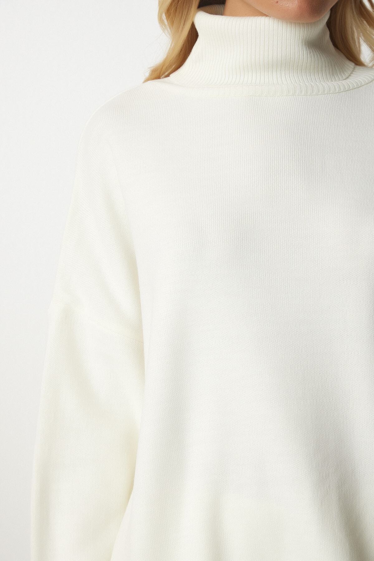 Kemik Balıkçı Yaka Oversize Triko Kazak BV00084