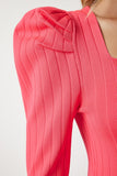 Pembe Kare Yaka Fitilli Triko Bluz YY00159