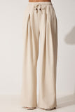 Krem Ham Keten Bol Palazzo Pantolon NS00388