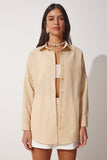 Latte Oversize Uzun Basic Gömlek  DD00842