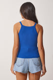 Mavi Fitilli Crop Halter Yaka Örme Atlet ZV00106