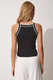 Siyah Şeritli Crop Triko Bluz YY00140