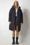 Siyah Kapüşonlu Oversize Şişme Kaban HK00027