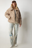 Bej Balıkçı Yaka Oversize Şişme Mont HK00028