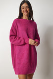 Pembe Oversize Uzun Basic Triko Kazak BV00099