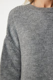 Gri Oversize Uzun Basic Triko Kazak BV00099