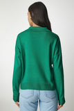 Koyu Yeşil Polo Yaka Basic Kazak bv00094