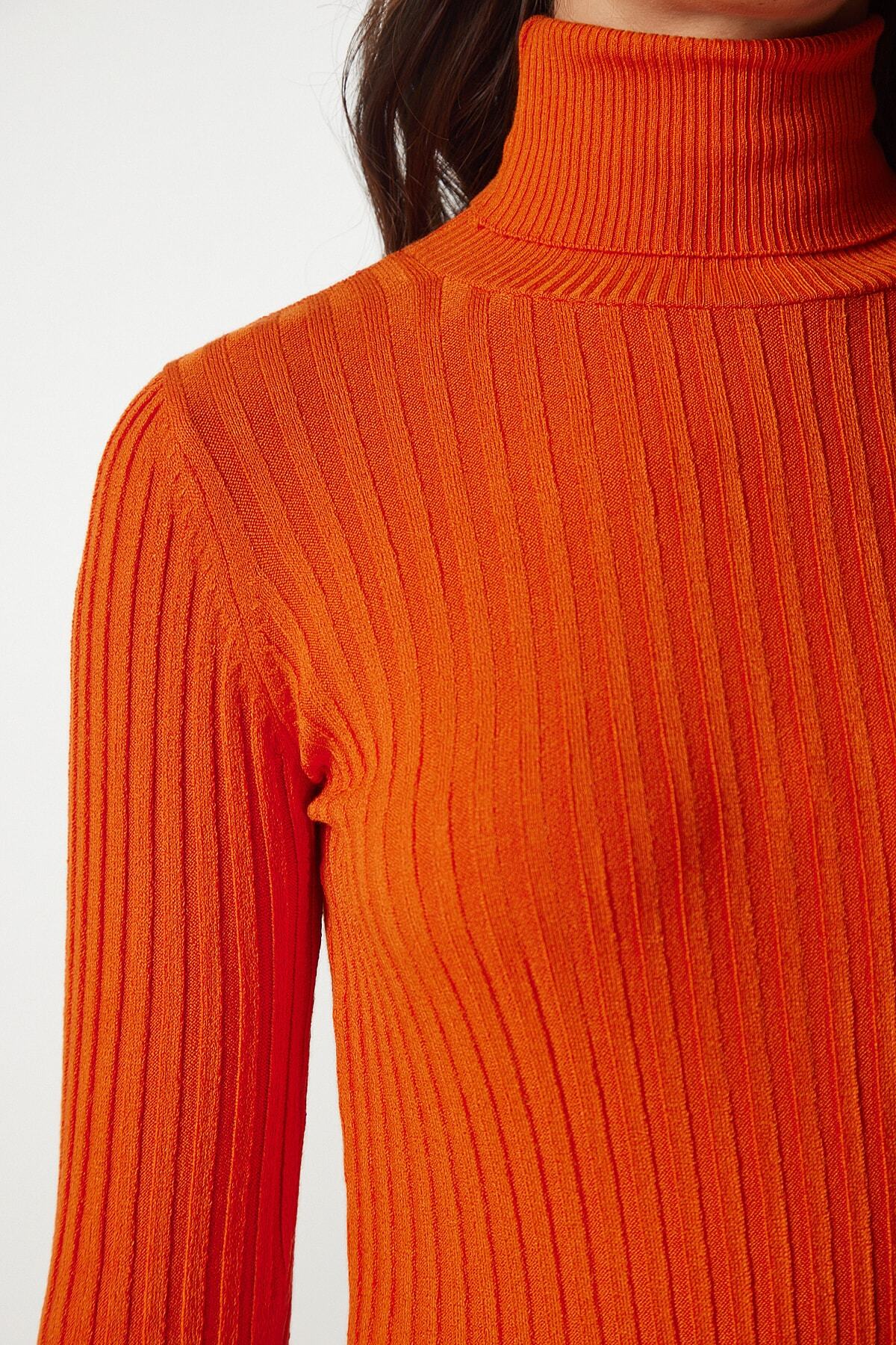 Oranj Balıkçı Yaka Fitilli Basic Kazak BV00095