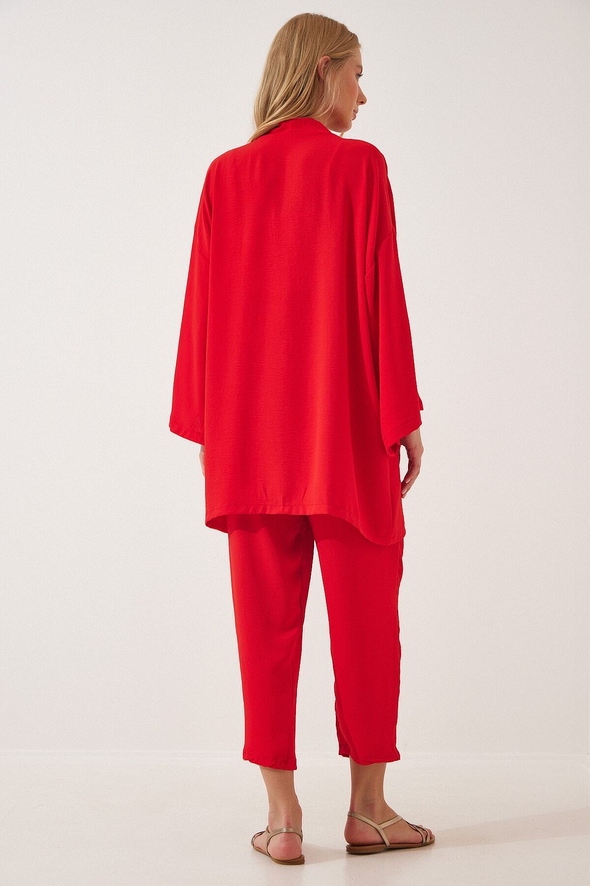 Kırmızı Kimono Pantolon Takım DZ00046