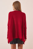 Kırmızı Yandan Yırtmaçlı Oversize Panço Kazak YY00005