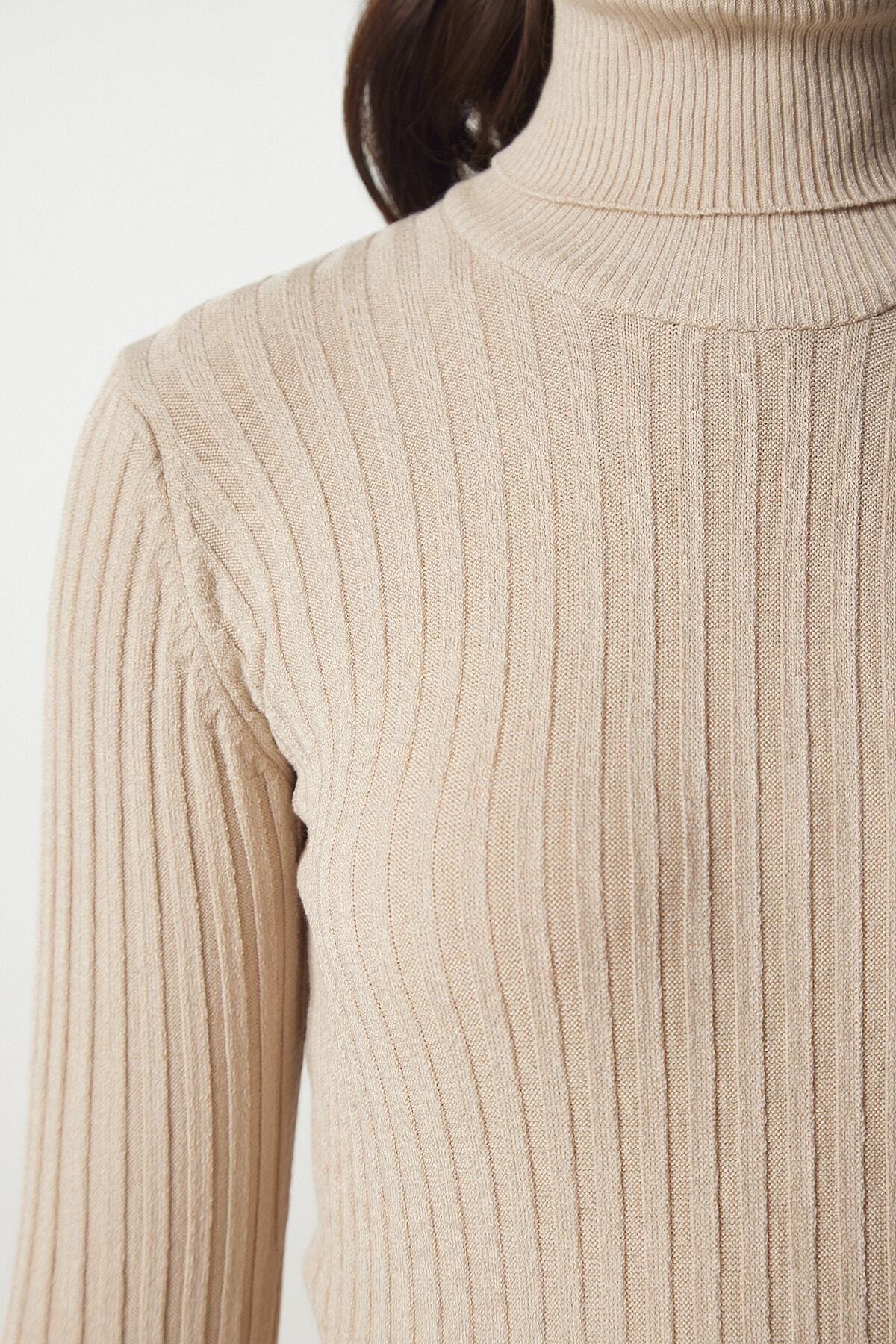 Latte Balıkçı Yaka Fitilli Basic Kazak bv00095