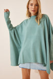 Çağla Yeşili Yandan Yırtmaçlı Oversize Panço Kazak YY00005