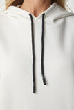 Ekru Kapüşonlu Örme Sweatshirt EW00001