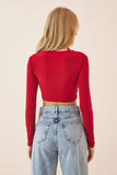 Kırmızı Cut Out Detaylı Crop Sandy Örme Bluz YK00047