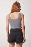 Gri Askılı Fitilli Crop Örme Bluz GT00030