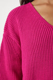 Pembe V Yaka Oversize Basic Triko Kazak MX00130