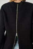 Siyah Arkası Fermuarlı Şardonlu Örme Sweatshirt UB00146