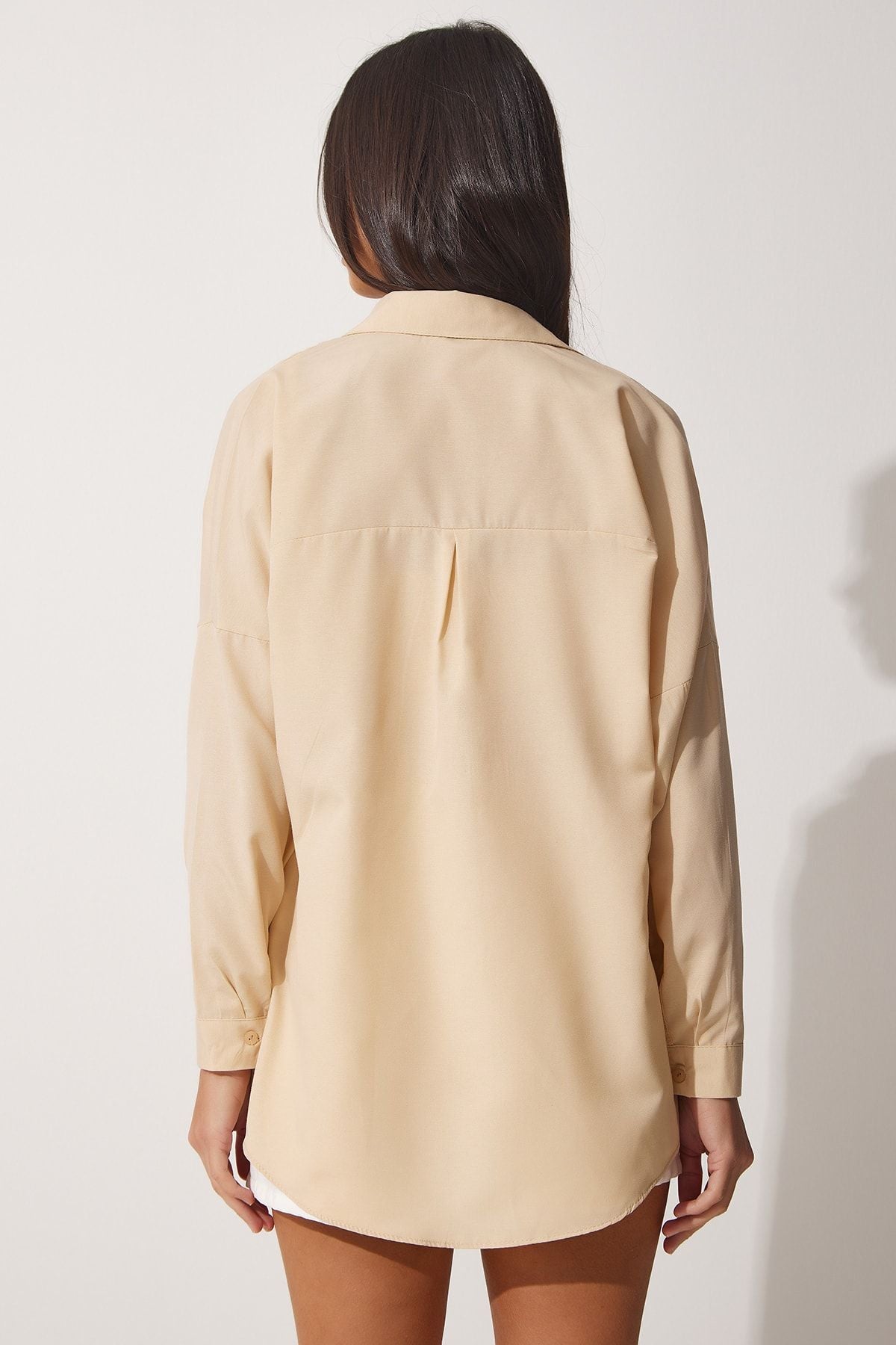 Latte Oversize Uzun Basic Gömlek  DD00842