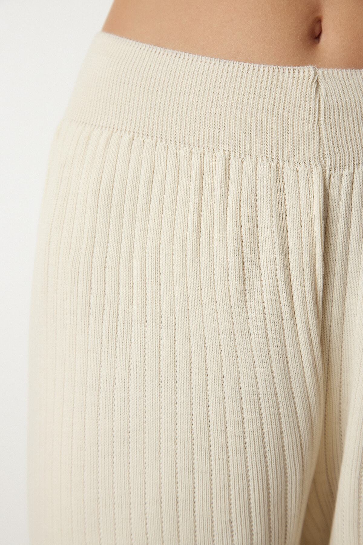 Krem Fitilli Triko Pantolon Kİ00096