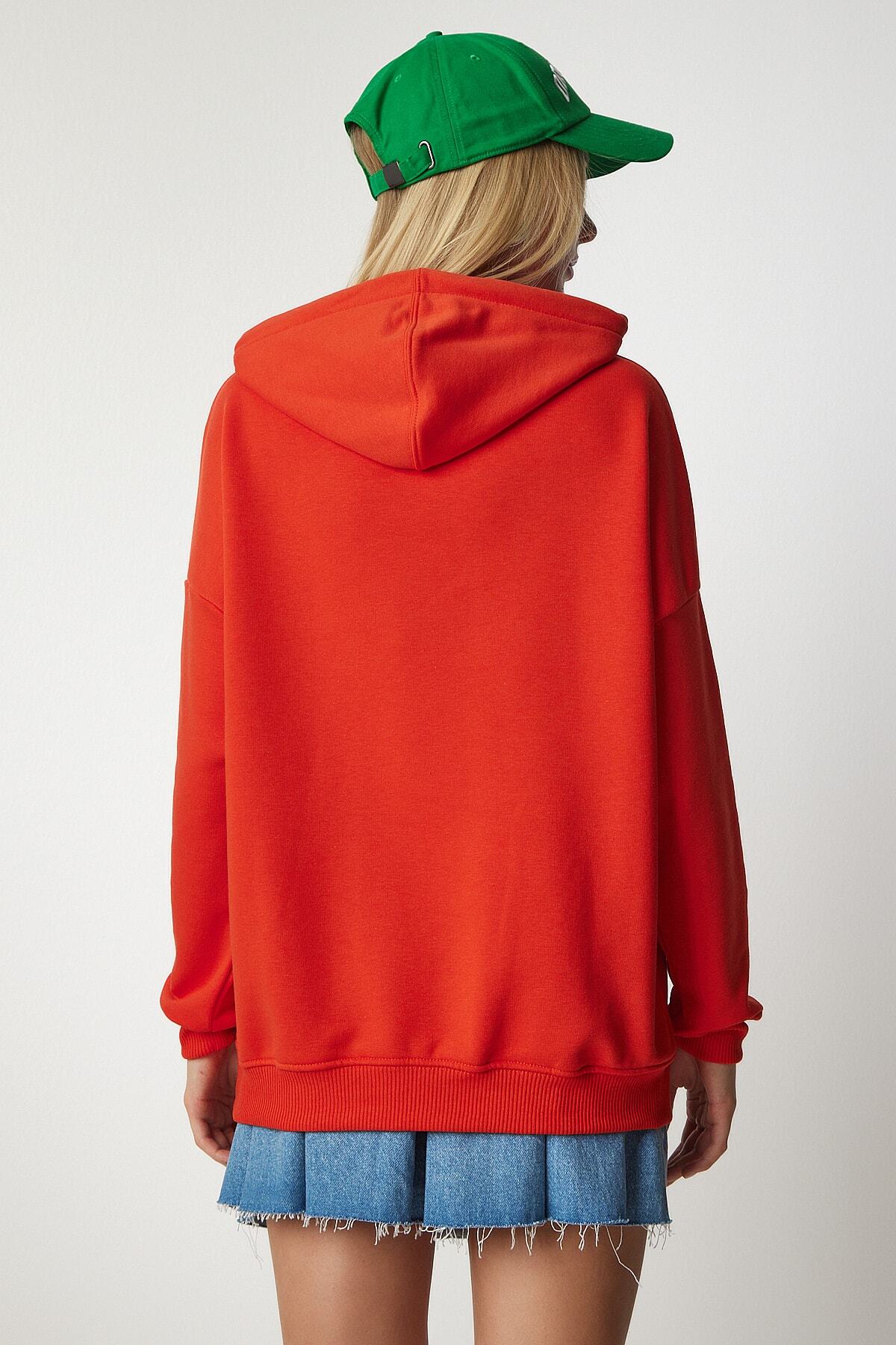 Oranj Kapüşonlu Şardonlu Basic Sweatshirt SM00153