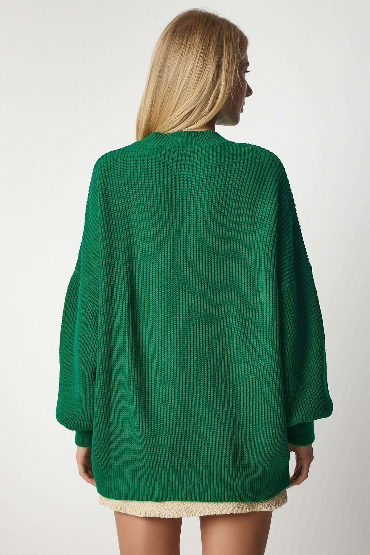 Koyu Yeşil Oversize Basic Triko Kazak mx00126