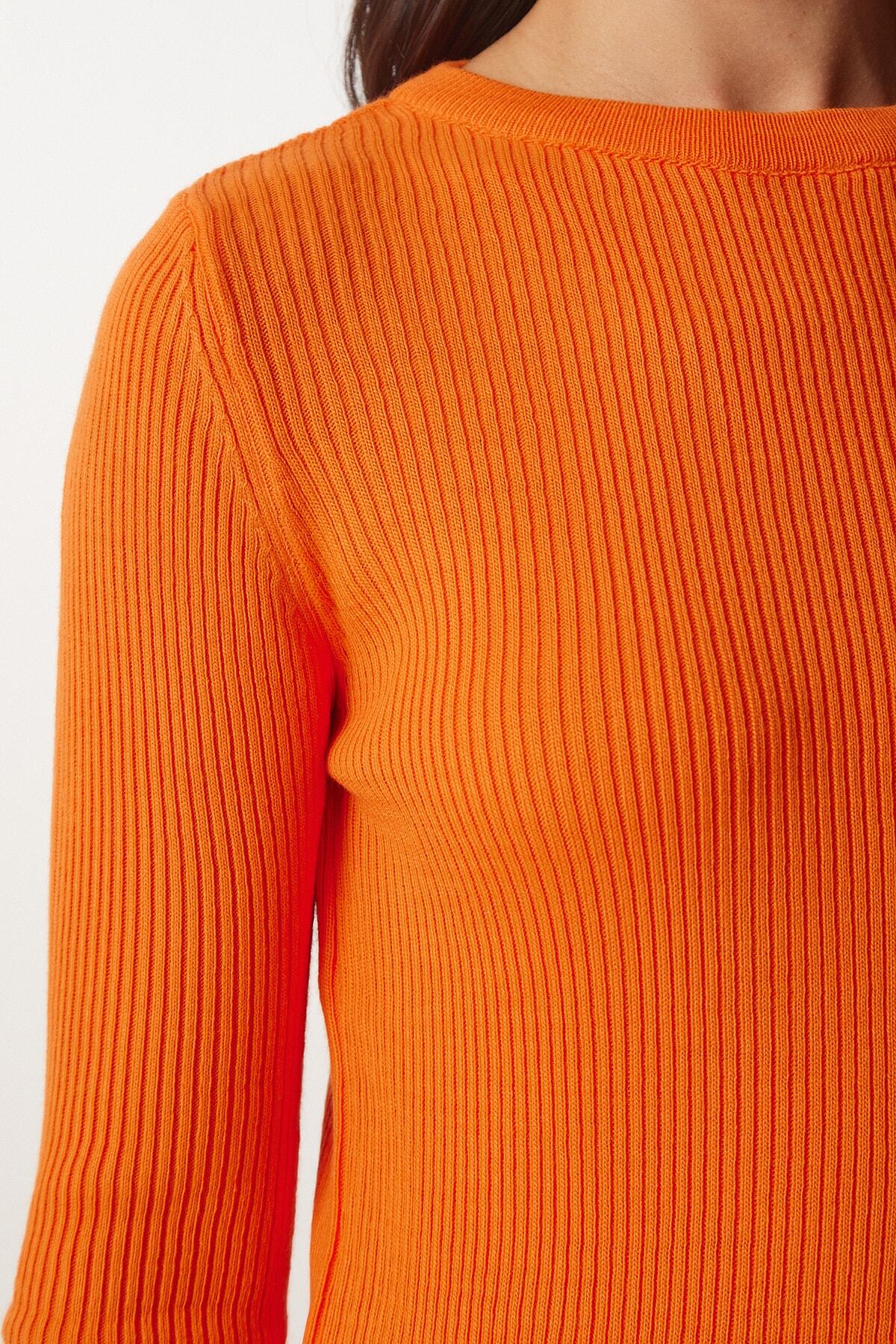 Oranj Bisiklet Yaka Fitilli Triko Kazak BP00147