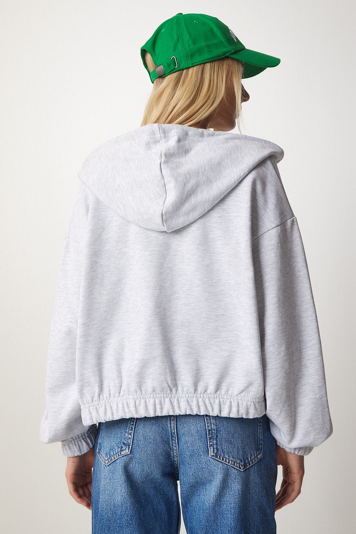Gri Kapüşonlu Şardonlu Sweatshirt UB00127