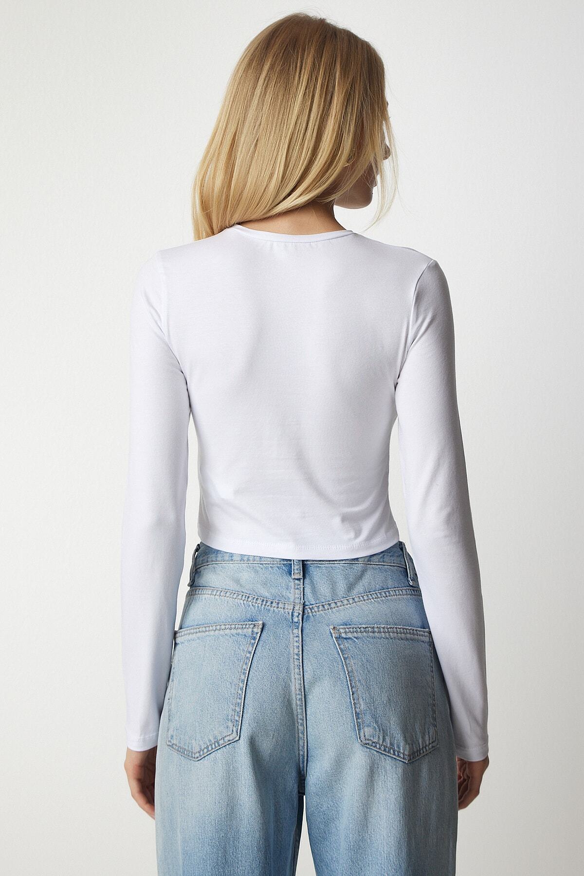 Siyah Beyaz Basic 2'Li Paket Örme Crop Bluz ub00132