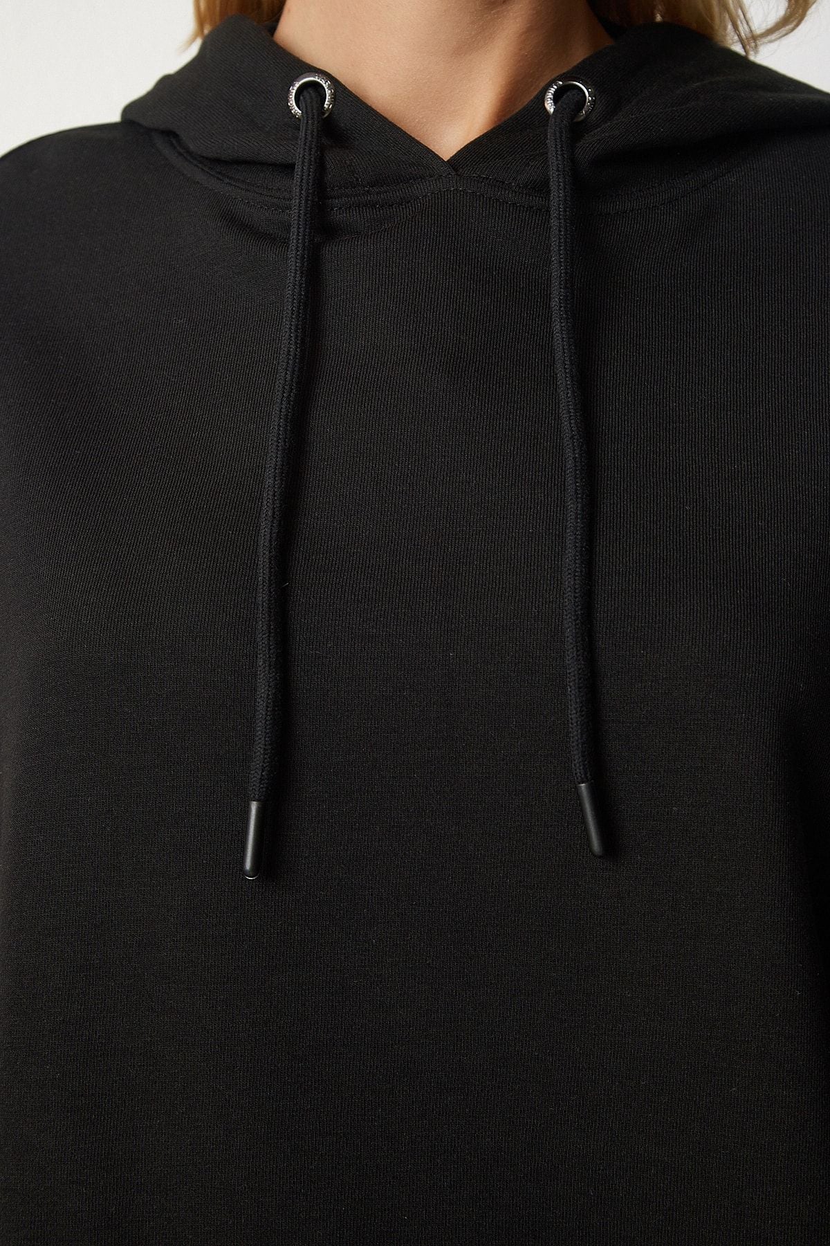 Siyah Kapüşonlu Cepli Basic Sweatshirt SM00152
